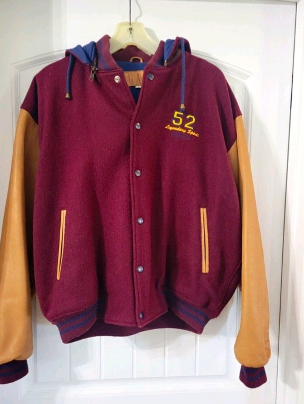 Vintage 90s Gap Men’s Varsity Jacket Hooded Snap/Zip Front Size L